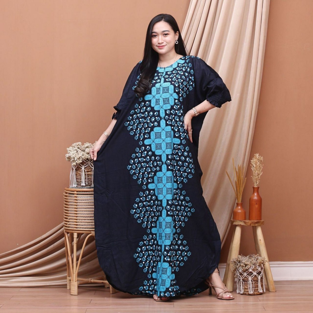 Daster Kaftan Jumbo Busui Daster Kaftan Jumbo Hitam Manis Motif Warna Kain Santung Tebal