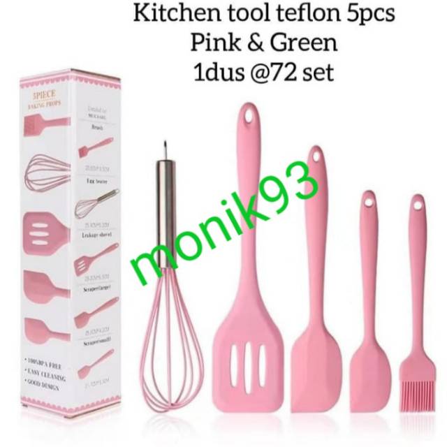 Set alat masak teflon(isi 5pcs) spatula/sutil teflon #m169