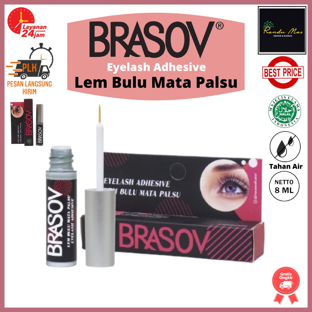 Brasov Lem Bulu Mata Palsu 8 ML Tahan Air Eyelash Adhesive Perekat Bulu Mata Palsu BPOM Halal