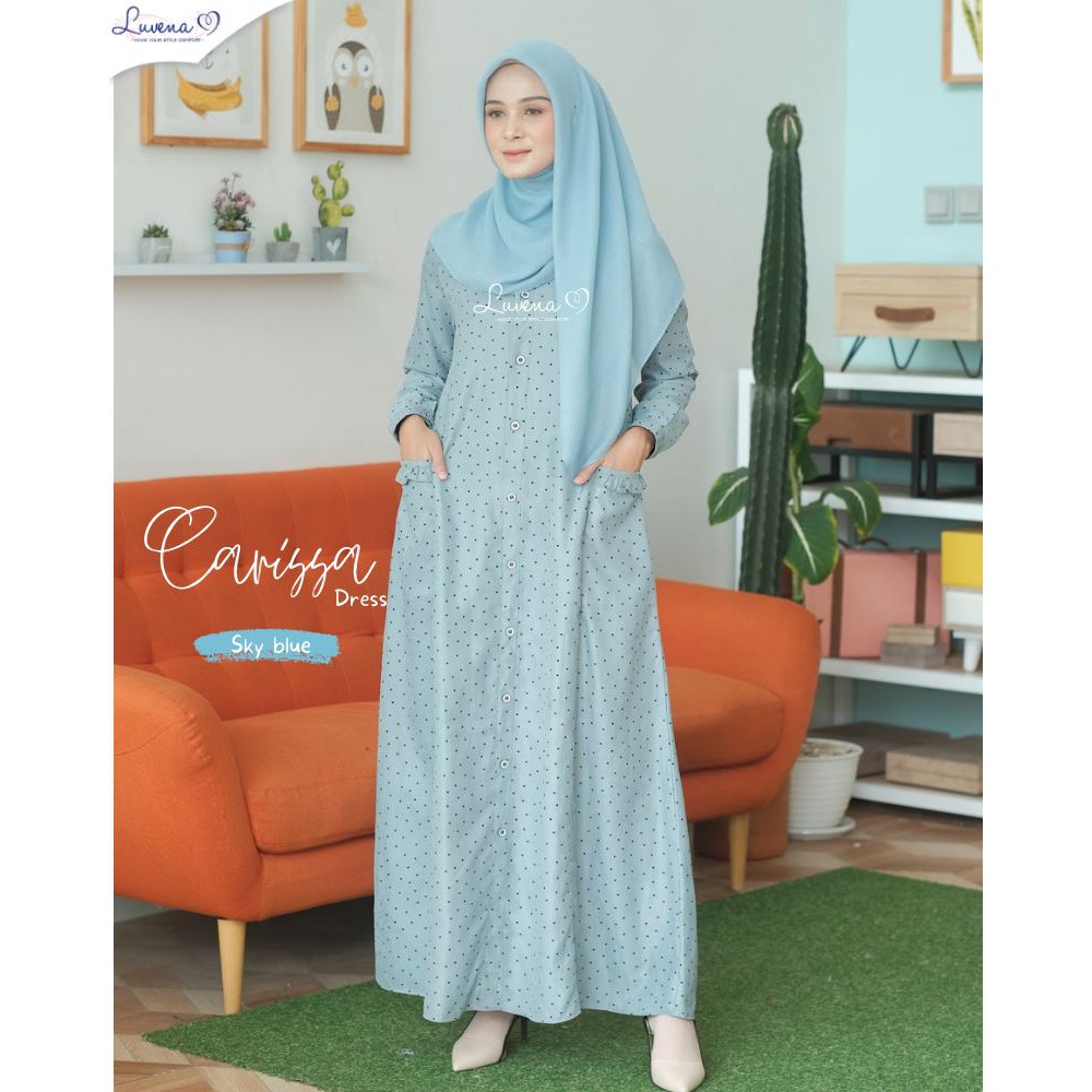CARISSA DRESS SKY BLUE M' || Gamis Syari Original by Luvena