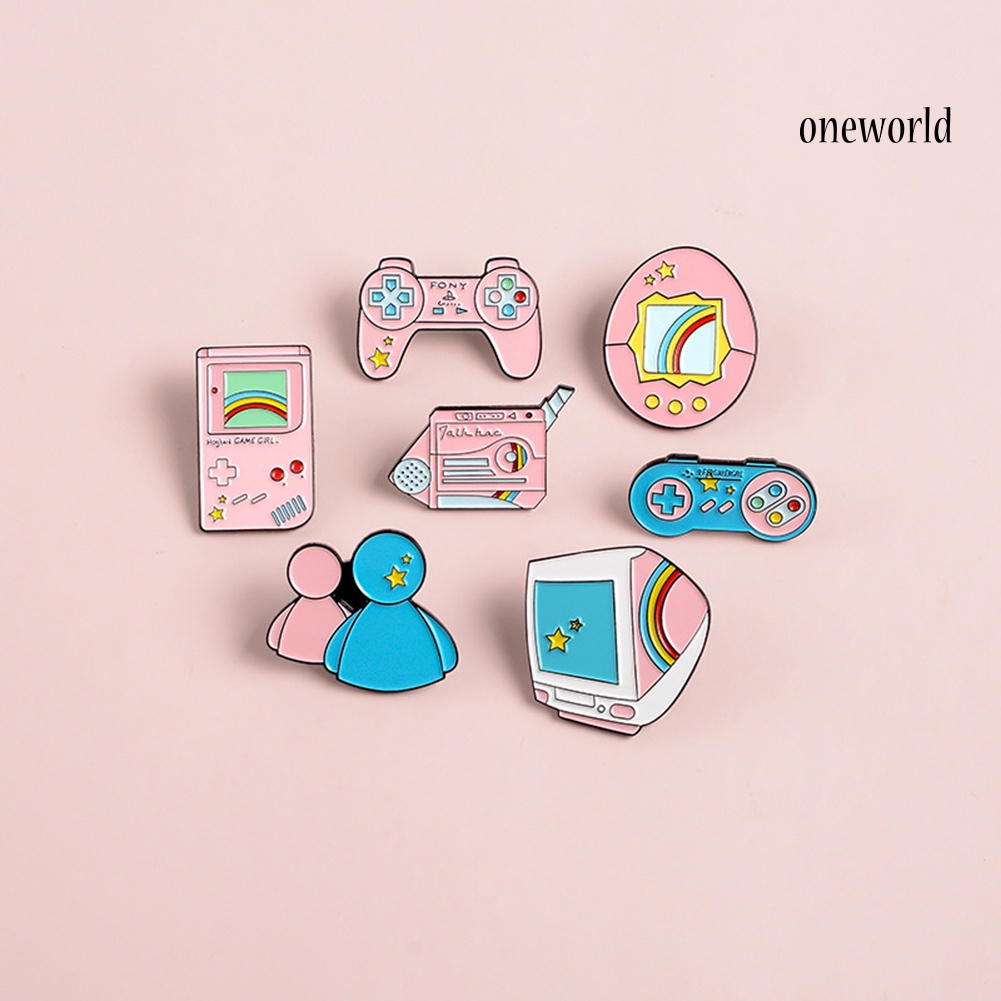 OW@ Cute Unisex Computer Game Machine Enamel Brooch Pin Bag Lapel Badge Decoration