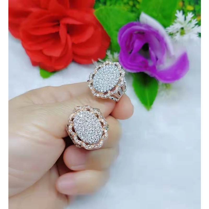 Cincin Kombinasi Permata Lapis Emas Perhiasan Fashion B74-76