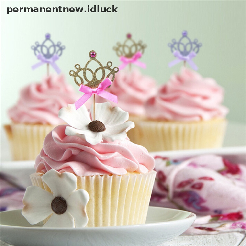 10pcs / set Topper Kue Bentuk Mahkota Princess Untuk Dekorasi Pernikahan / Ulang Tahun