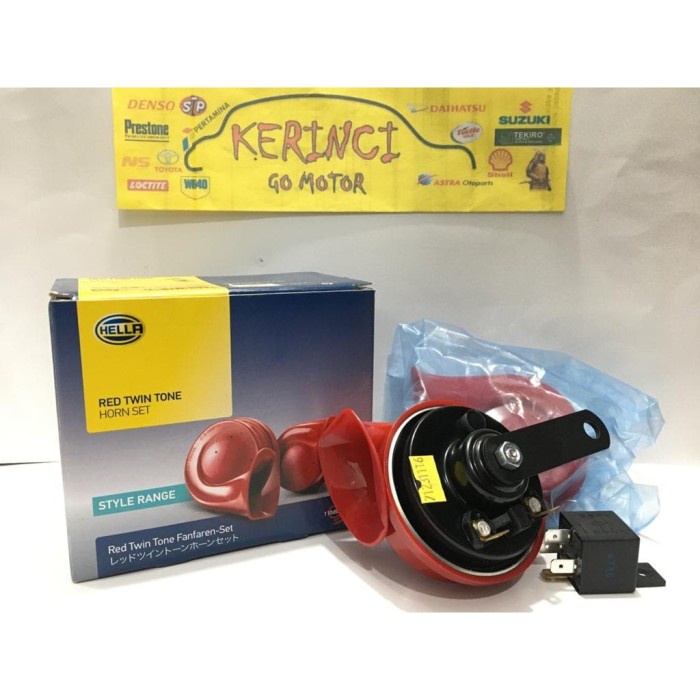 HELLA RED TWIN TONE HORN SET - KLAKSON KEONG HELLA RED TWIN TONE