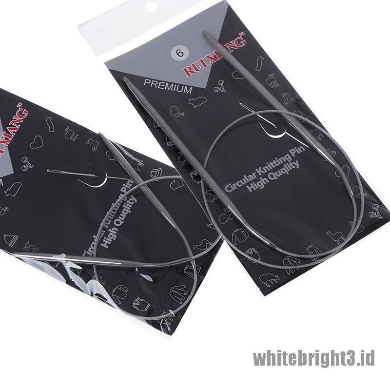 ❤White3 Warna Putih❤ 11pcs / set Jarum Jahit Rajut Dengan Bentuk Bulat Dan Bahan stainless Steel Ukuran 43 / 65 / 80cm