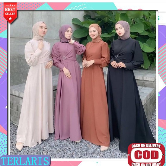 Gamis Bunga Mutiara Seroja Maxy Nauren Brukat Tutu Warna Lilac Gamis Kondangan Dress Tunangan Dres B