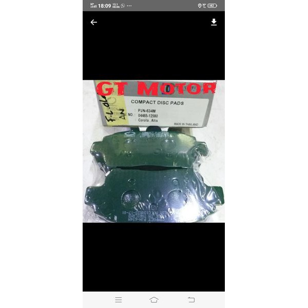 kampas rem depan vios 2003-2006 altis 2003-2006