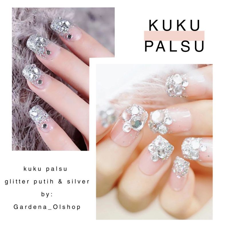 

24pcs Kuku Palsu putih & unggu || 5 varian