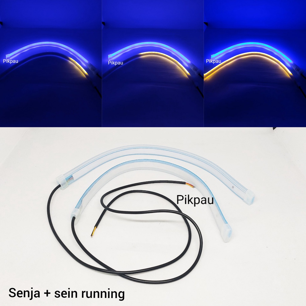 Lampu LED Slim Alis Fleksibel 30cm Modul Tanam Welcome Light 2 Mode Senja Sein Motor Mobil Running Warna Biru headlamp Motor Mobil