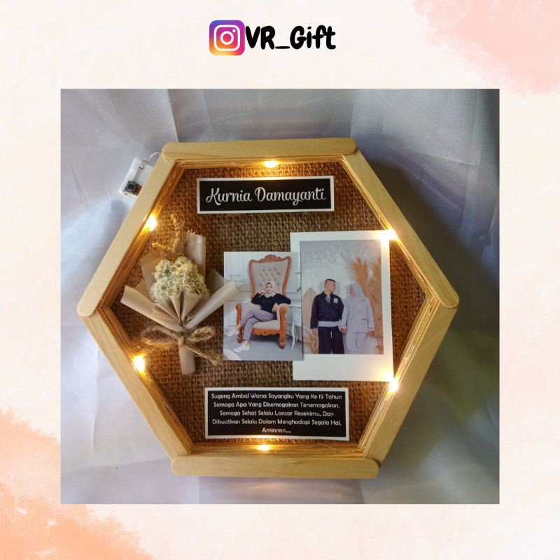 CUSTOM) 6.6 PROMO Hexa stik/stik frame/Sepaket /hexagonalframe/flower in frame/hadiah