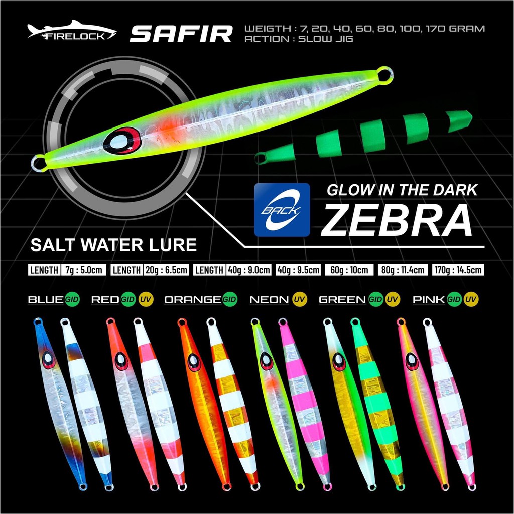 UMPAN PANCING metal jig FIRELOCK SAFIR 40 / 60 / 80 / 100 / 170 GRAM