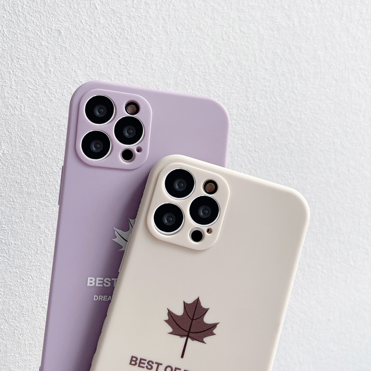 Fashion Phone Case Realme 8 8Pro 8i C11 2021 C25 C12 C15 C3 C2 6 6i 5i A3S A5S Reno 6 Z 6Z 5G Reno 5 Maple Leaf Silicone Shockproof Soft Square TPU Cover