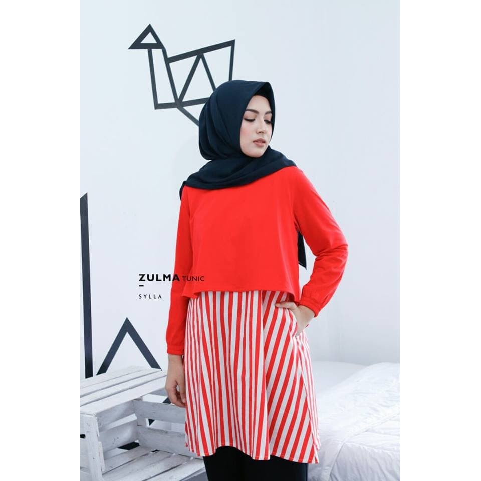 Tunik By Tunik menyusui katun jepang busui friendly ZULMA ori by Sylla Hijab - red, XL Murah