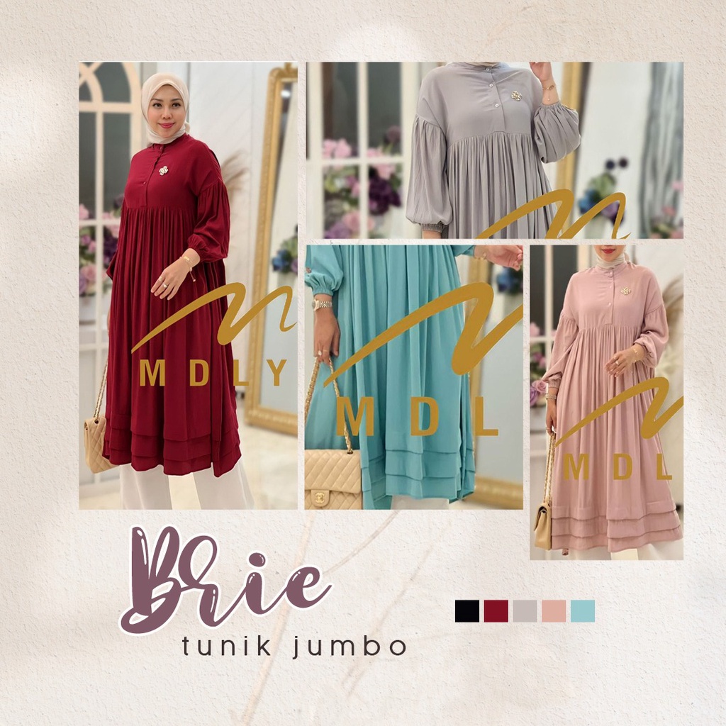 Fashion Muslim Terbaru Baju Atasan Wanita Big Size Lengan Panjang Baju Kasual Mdly Gold Tunik Tunic 