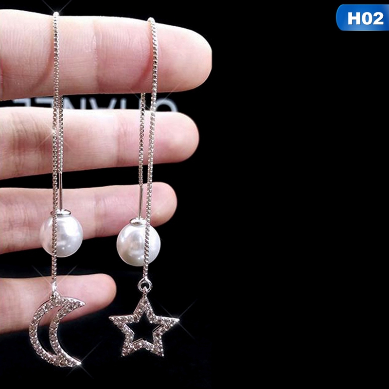 1 Pasang Anting Kait Gantung Tassel S925 Pendan Angsa/Snowflake Hias Mutiara Imitasi Gaya Korea