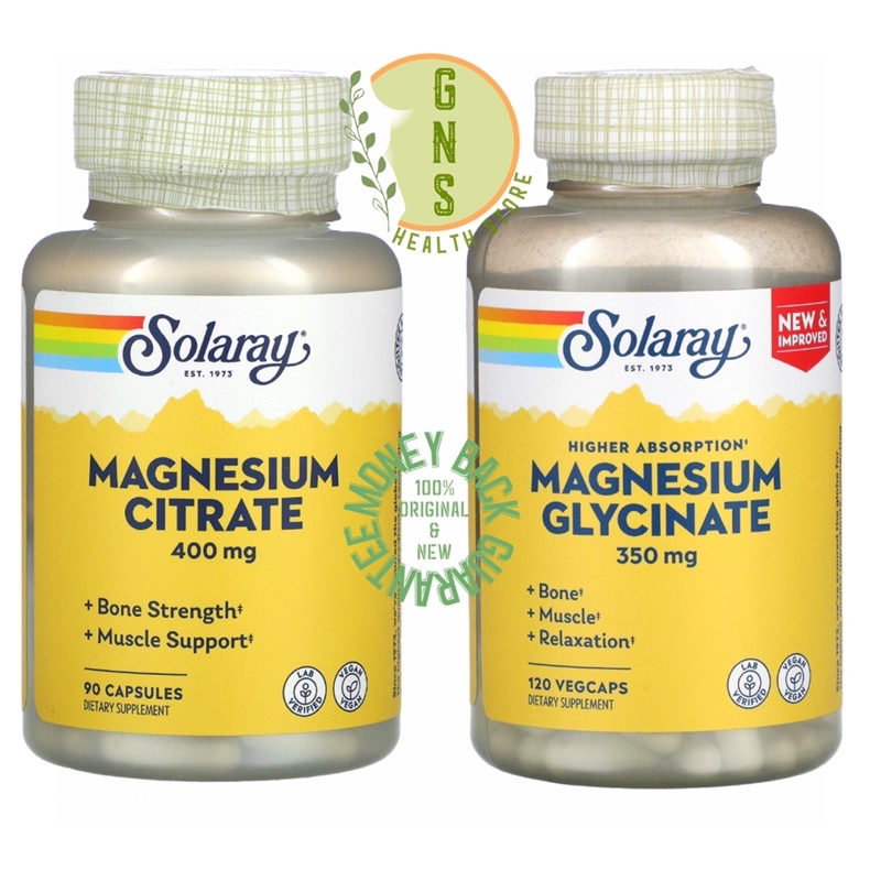 SOLARAY Magnesium Citrate Magnesium Glycinate ORI USA