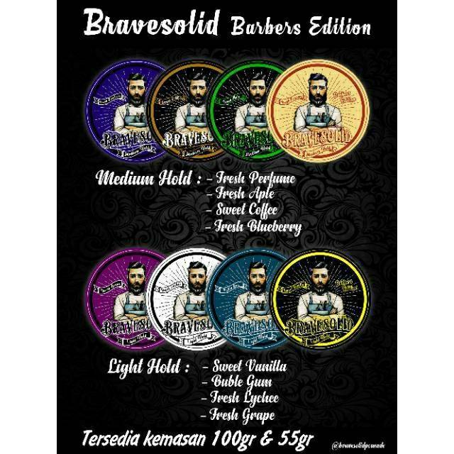 BRAVESOLID Pomade 55gr Barbers Edition Mini Oilbased Termurah Lusinan