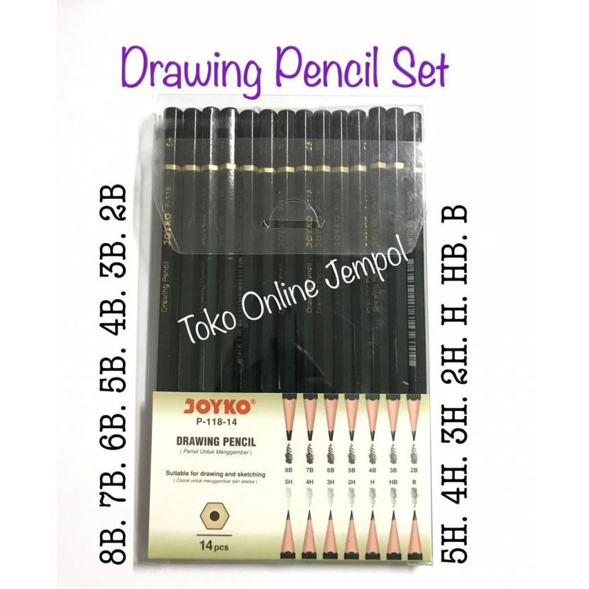 

Art / 14Pcs Pensil Gambar Drawing Pencil Set Joyko P-118-14 Sketch Atk1106Jy