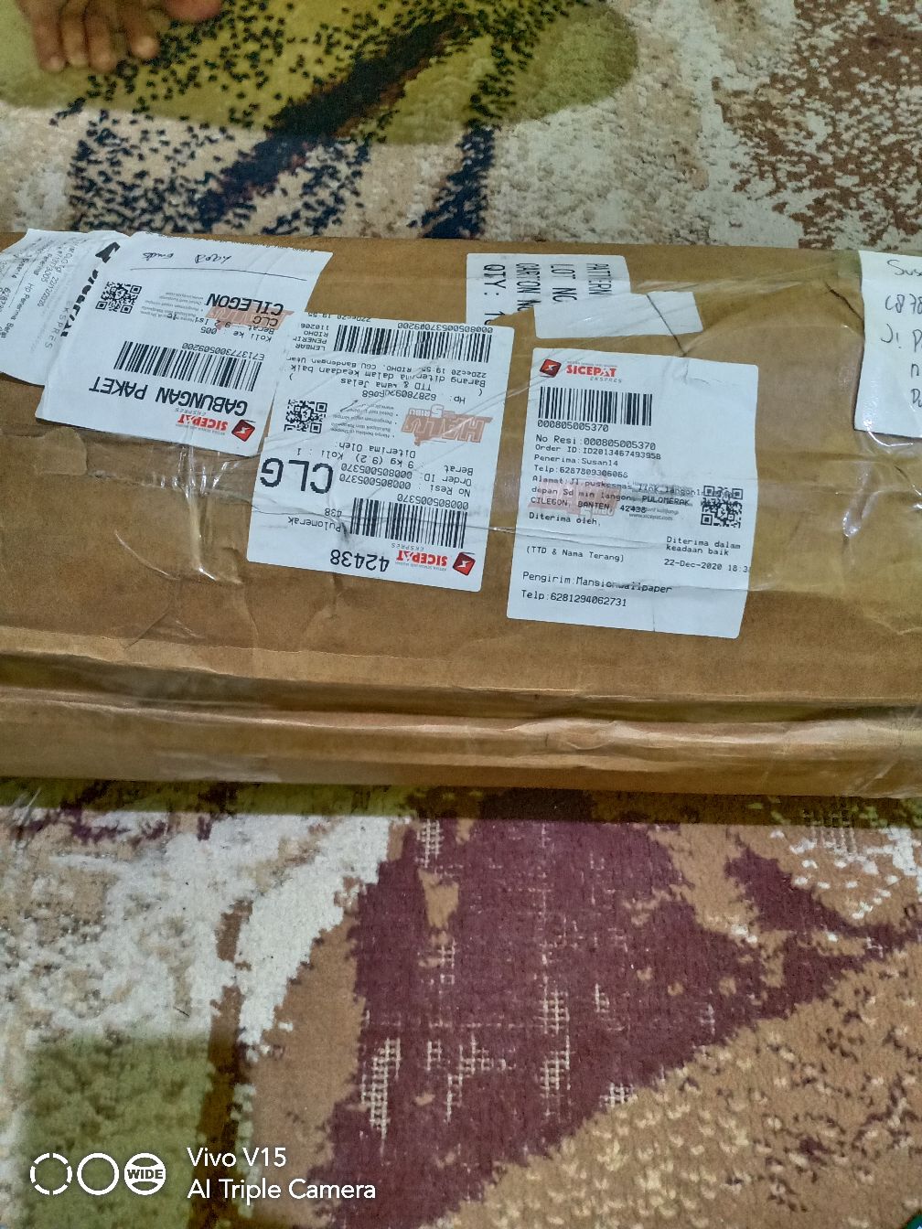 Wallpaper Dinding Klasik Biru Cream Gold Abu Mewah Emboss