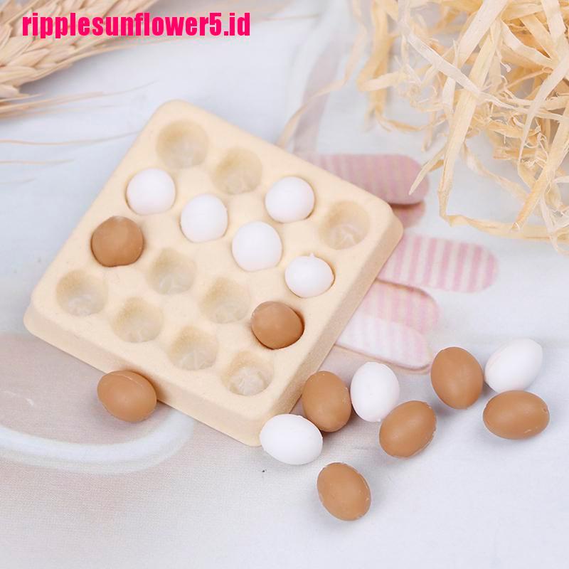 Miniatur Telur Kartun Dengan 16 Telur Skala 1: 12 Untuk Rumah Boneka