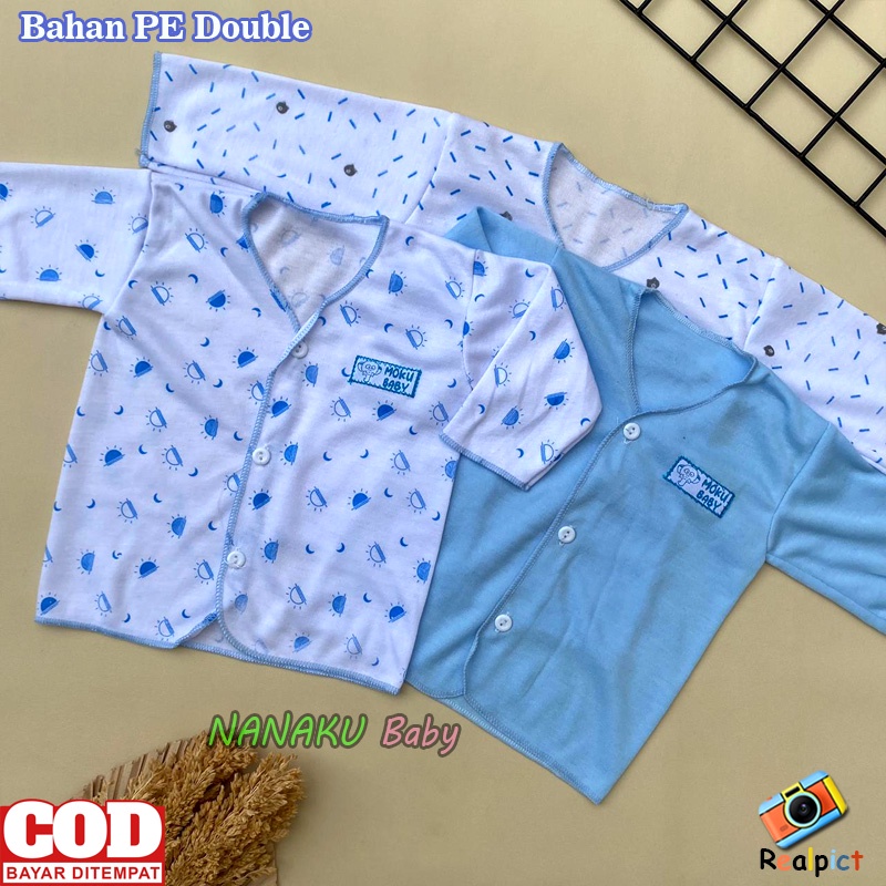 Isi 3 PCS Baju Newborn Bayi Baru Lahir Lengan Panjang Kancing Depan Seri Biru Usia 0-3 Bulan - Ana Baby