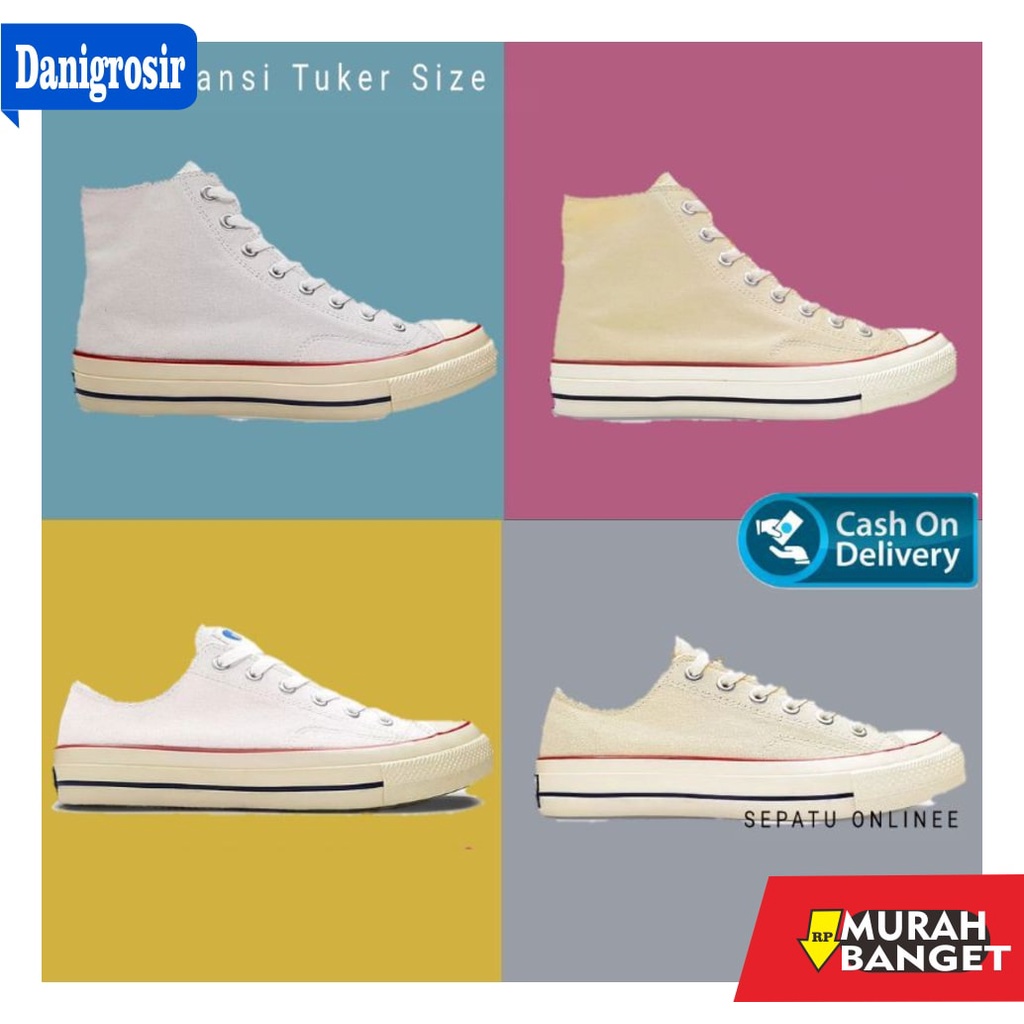 sneakers newstyle- VENTELLA WHITE VENTELA CREAM 70S PUTIH 70 S FULLWHITE  LOW HIGH SEPATU VANTELA SH