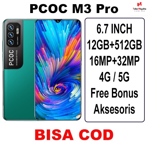 PCOC M3 Pro 5G (8GB+256GB) (12GB+512GB) 48MP AI Triple Kamera Layar 6.72 inc FHD+ 5000mAh NFC