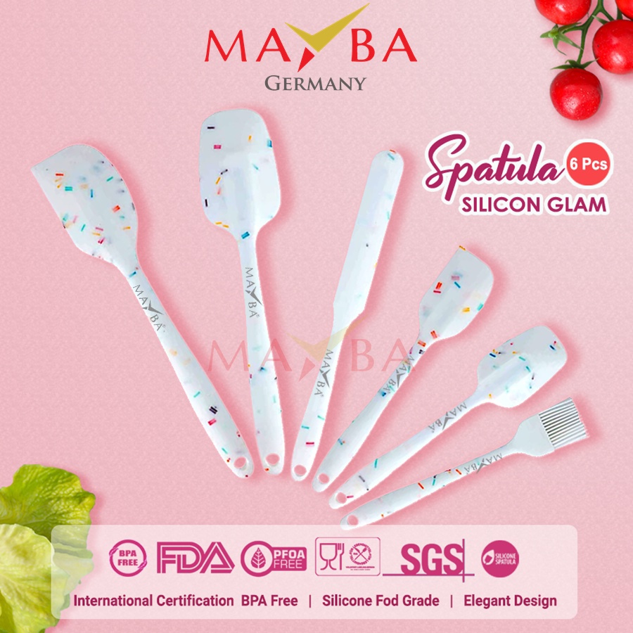 Mayba - Spatula Silikon Set White Ceres Isi 6Pc Peralatan Masak Dapur Turner Silicone My2027 Putih