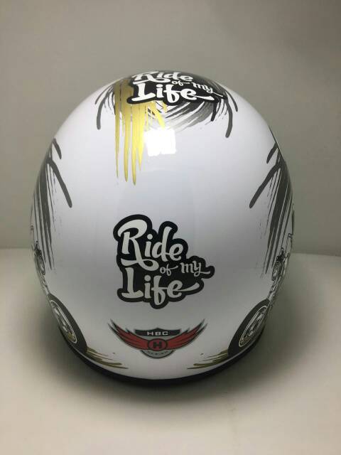 Helm Cakil HBC Ride Of My Life White ( Fullface / Retro / Klasik / Vespa )