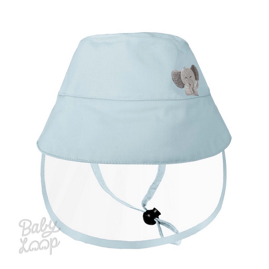Baby Loop Topi Corona - Bucket Hat Baby + Face Shield Spring Collection BabyLoop Detachable Faceshield Topi Anak Kecil Bayi Anti Virus-Baby Blue