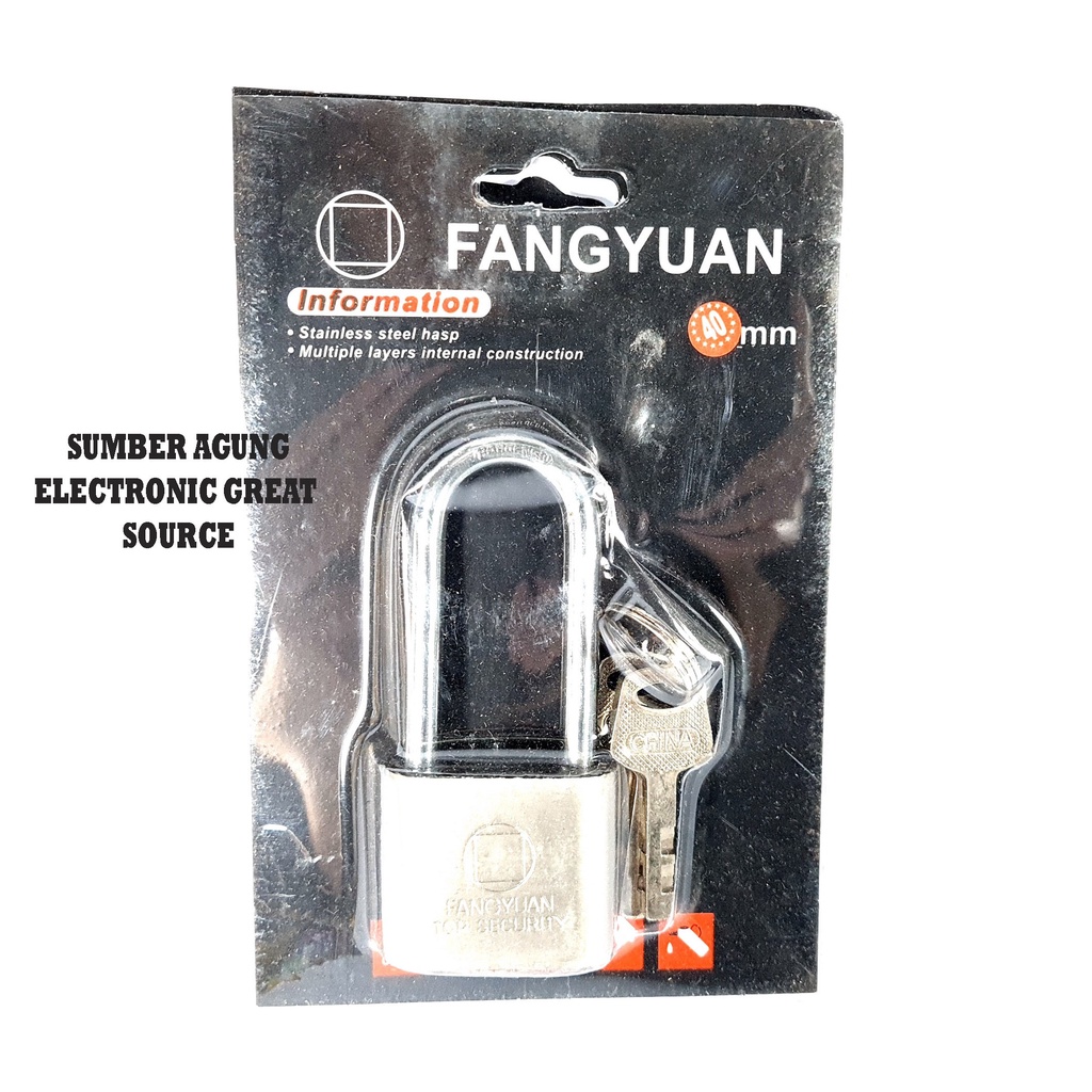 Fangyuan Gembok 40mm Kait Panjang Stainless Steel Hasp Silver