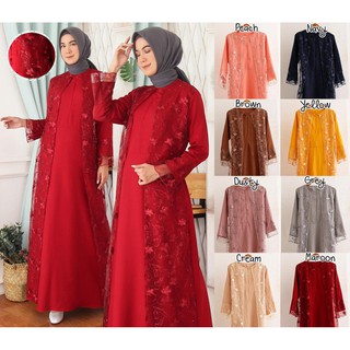 Gamis BRUKAT BROKAT  Hena Busui TilLe Bordir Mutiara Maxi 