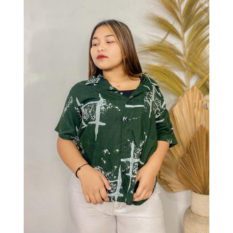 BONAMI PATTERN SHIRT/KEMEJA MOTIF KAYU/KEMEJA RAYON LENGAN PENDEK/OVERSIZED SHIRT