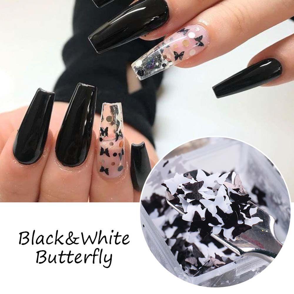 AUGUSTINA Agustin 3D Stiker Kuku Pesona Dot Kecil Kuku Paillette Set Kupu-Kupu Manikur Aksesoris Hologram Nail art Kuku Glitter Payet
