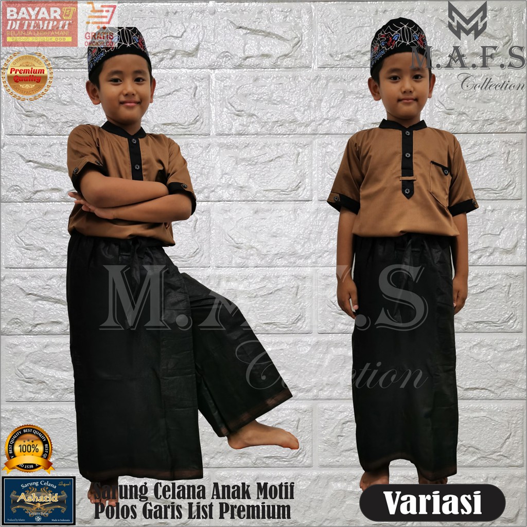 SARUNG CELANA ANAK ASHATID POLOS GARIS SALUR PREMIUM