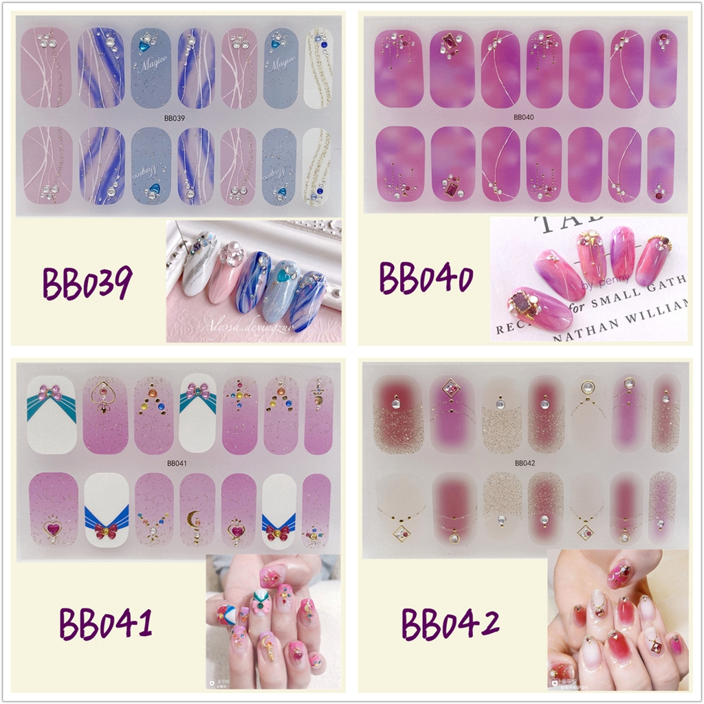 Stiker Kuku 3d Desain Berlian Mutiara Permata Warna-Warni Untuk Manicure Bb036-053