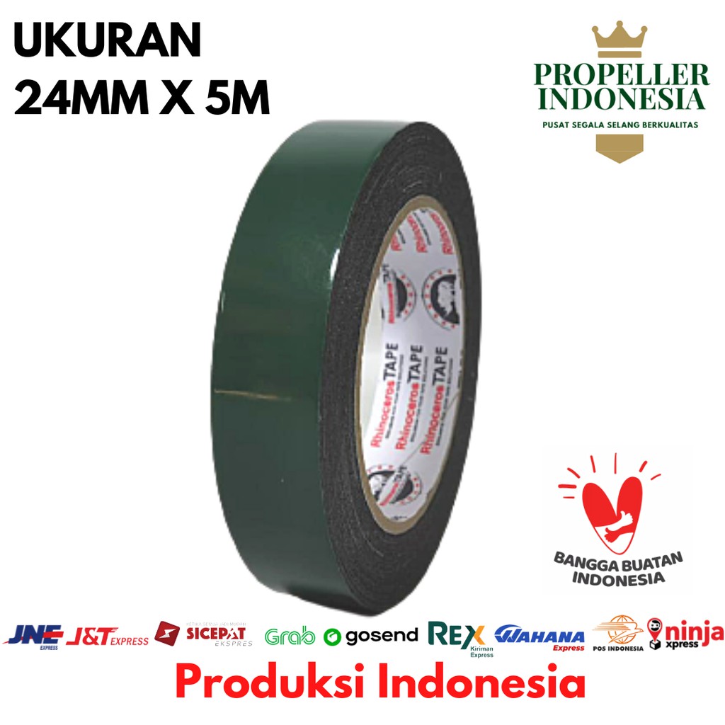 Double Tape Busa Foam Hijau RHINOCEROS Tape 24mm x 5m