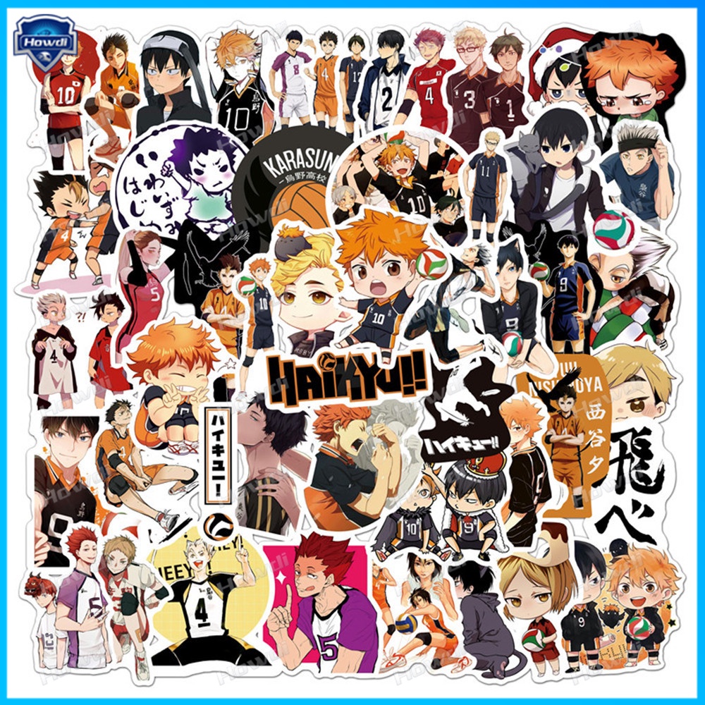 Haikyuu!! Kaos T-Shirt Lengan Pendek Motif Print Untuk Wanita Stiker Motif Anime Tahan Air Untuk Helm Motor