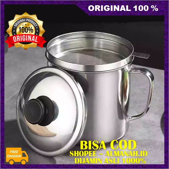 [BISA COD] Stainless Steel Filter Cup Oil Pot Filter Saringan Minyak Goreng Stainless Steel ASLI