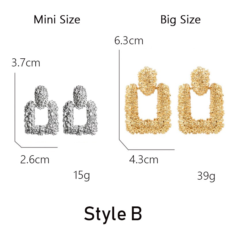 [Bayar Di Tempat]Anting Panjang Fashion Big Round Persegi Panjang Paduan Alloy Anting Ala Korea