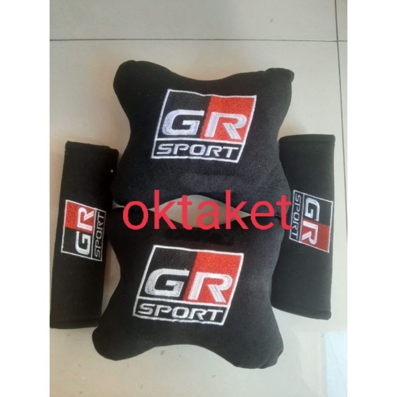 bantal 2 in 1 senderan leher GR SPORT mobil universal Toyota headrest car set