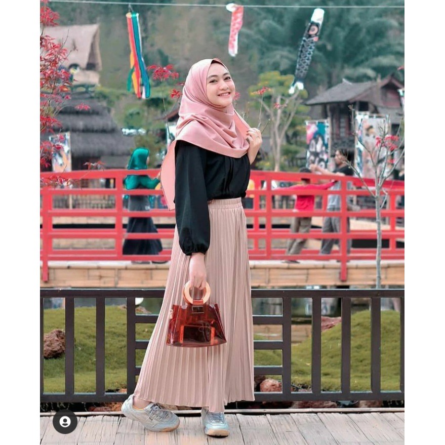 (COD) Rok Plisket Premium Lipatan Besar / Rok Plisket Mayung Maxi Skirt / Rok Plisket Skrit Premium