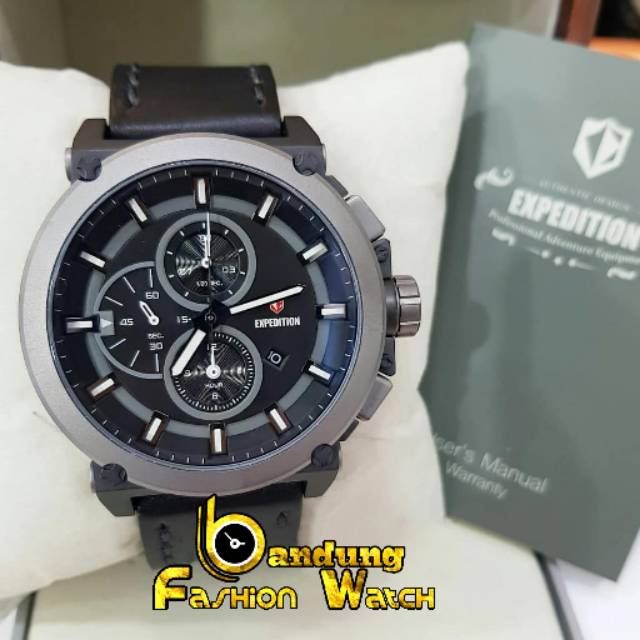 Jam Tangan Keren Elegant Pria Expedition E6612 Leather Full Black Original