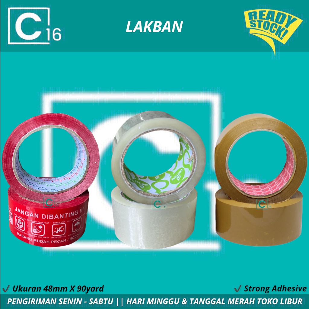 Jual Lakban Mm Full Y Yard Tape Lakban Bening Coklat Fragile