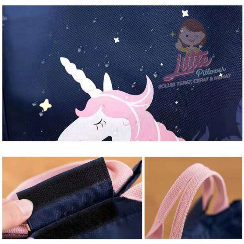 Tas Bekal Lunch Box Set Cooler Bag Unicorn Kotak Makan Termos Panas - Tas Bekal Anak - Tas Bekal Anti Panas