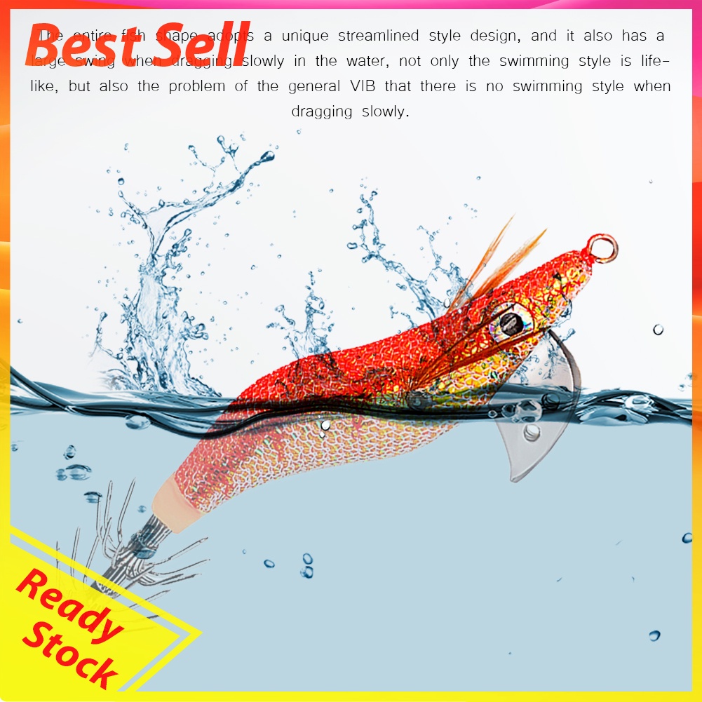 Squid Bait Wood Shrimp Jig Hook Fishing Octopus Cuttlefish Artificial Lure