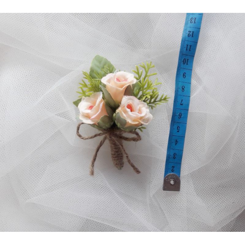 Corsage korsase bunga jas bunga dada pin bros penanda panitia-Rose peach B