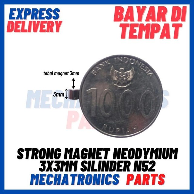 STRONG MAGNET NEODYMIUM 3X3MM 3x3 mm SILINDER N52