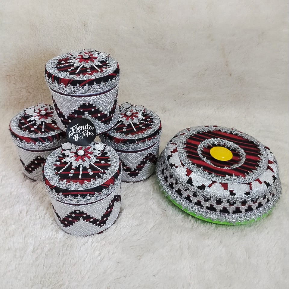 [BISA COD] Toples dan Wadah Kue Lebaran Motif Tapis BISA DICUCI