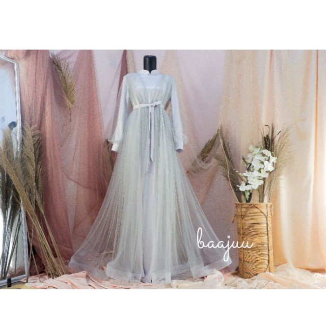 Shofiya Dress Light Grey (Tanpa Mutiara)